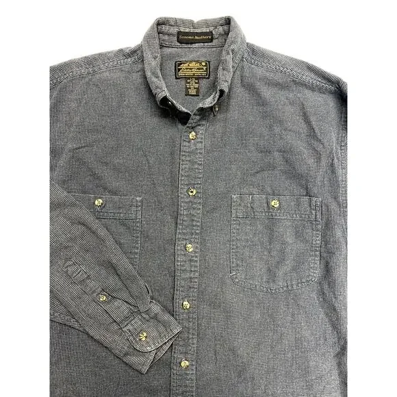 Vintage Eddie Bauer Men's Large Sonoma Heathers Button Down Shirt Gray Cotton - Picture 1 of 7